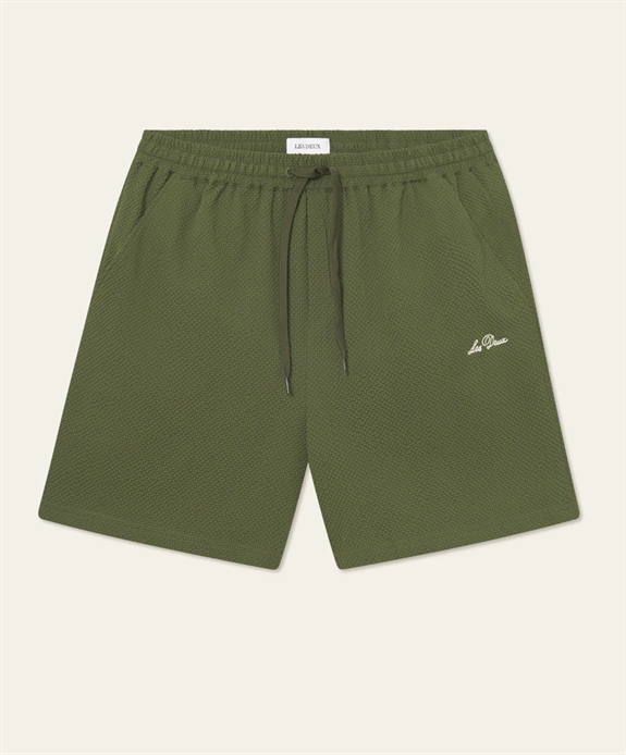 Les Deux Stan Seersucker Swim Shorts - Chive Green